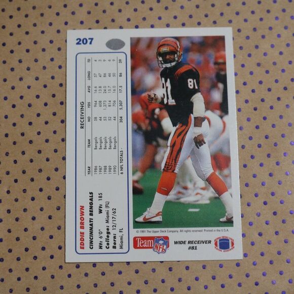 Eddie Brown #207 Football Card - Picture 2 of 2